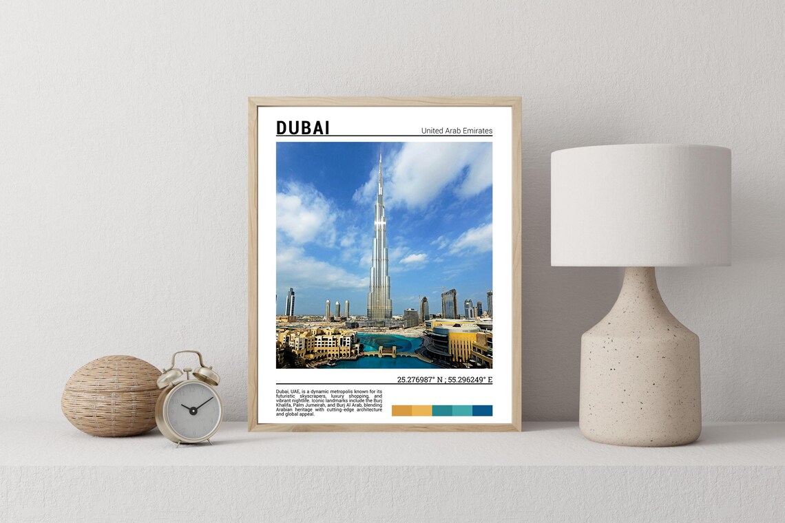 Dubai UAE Burj Khalifa Tallest Tower Downtown Skyline Poster - Image 2