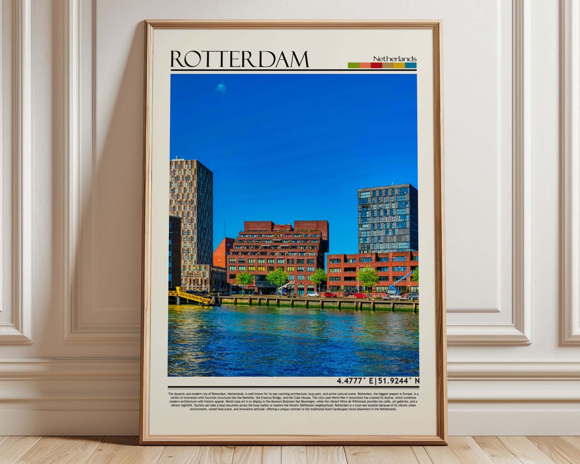 Rotterdam Netherlands Modern Architecture Harbor Travel Poster