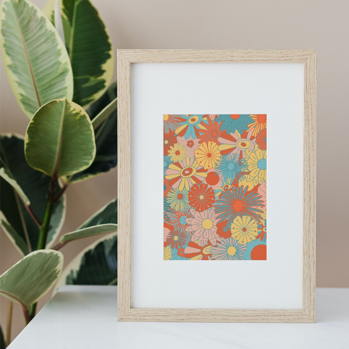Retro 60s 70s Flower Art Print, Botanical Floral - Image 2