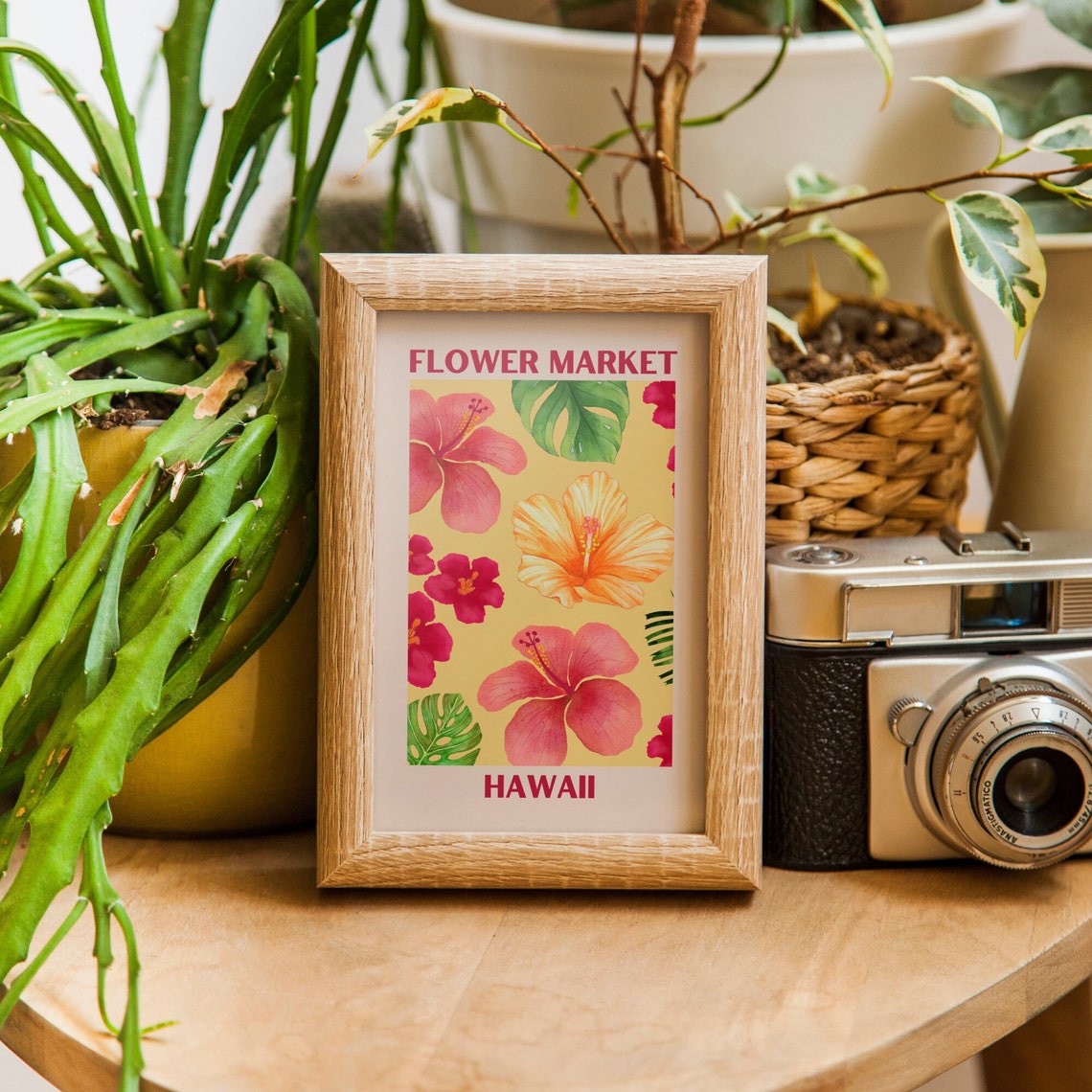 Flower Market Hawaii Print Flower Market Wall Art Flower Market Wall Art Floral Wall Art Pink Flowers Wall Art Print - Image 3