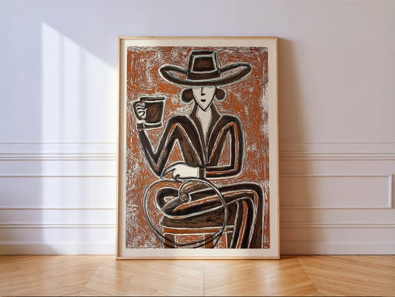 Cowgirl Coffee Cafe Print Espresso Brown Western Wall Art