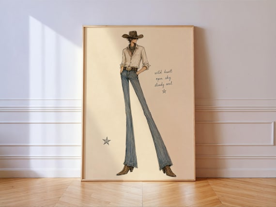 Cowboy Fashion, Wild Heart Open Sky Western Illustration