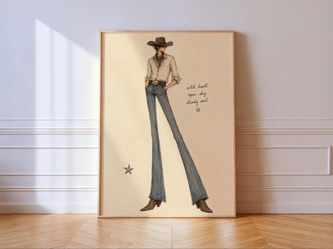 Cowboy Fashion, Wild Heart Open Sky Western Illustration