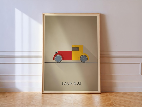 Bauhaus Car Art Print Geometric Abstract Auto Poster Mid Century Modern Driver Gift