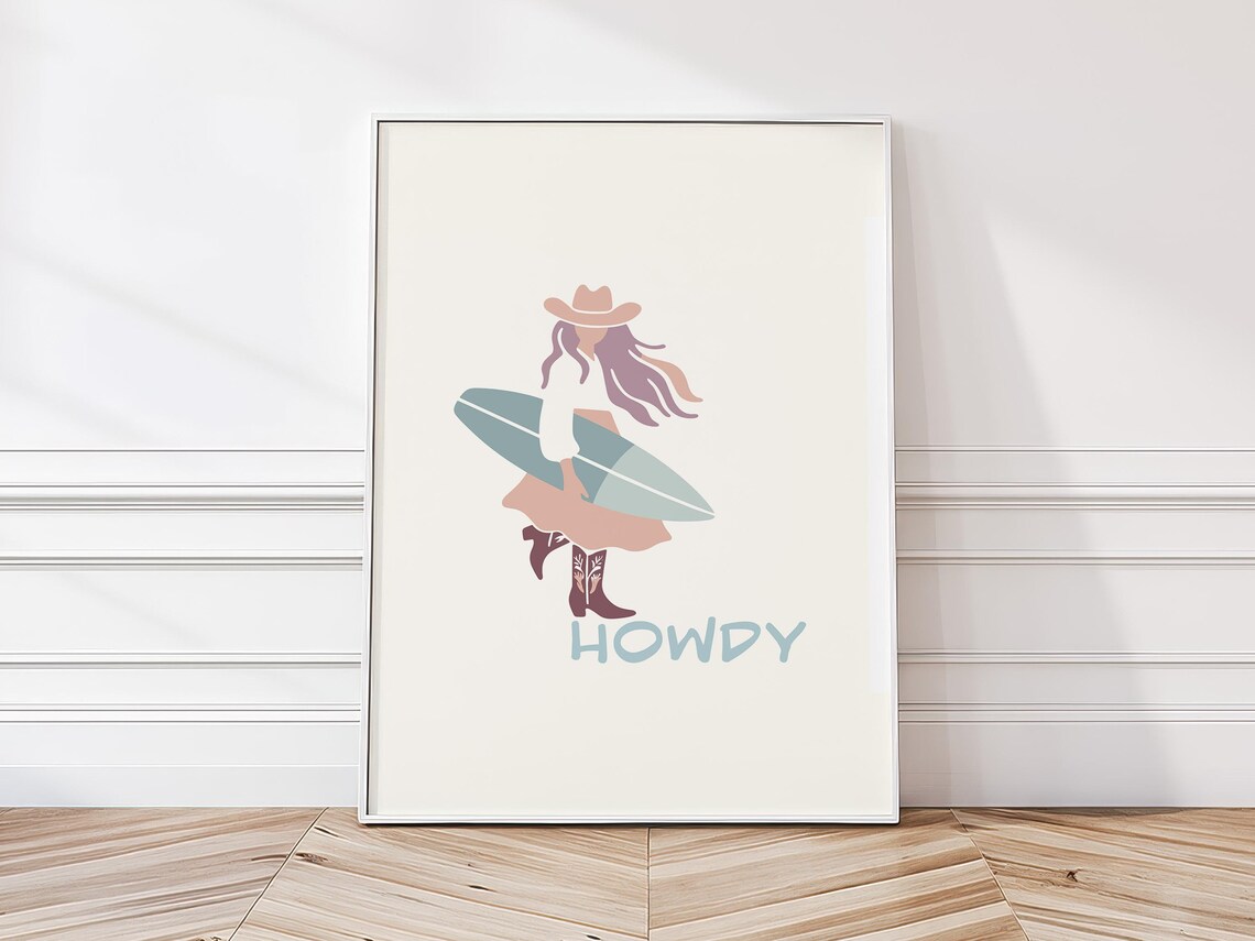 Howdy Cowgirl Boot Poster, Preppy Western Decor