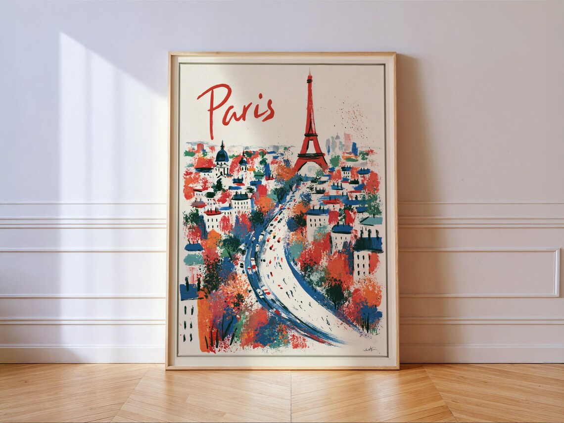 Paris Eiffel Tower Travel Poster, France Wall Art