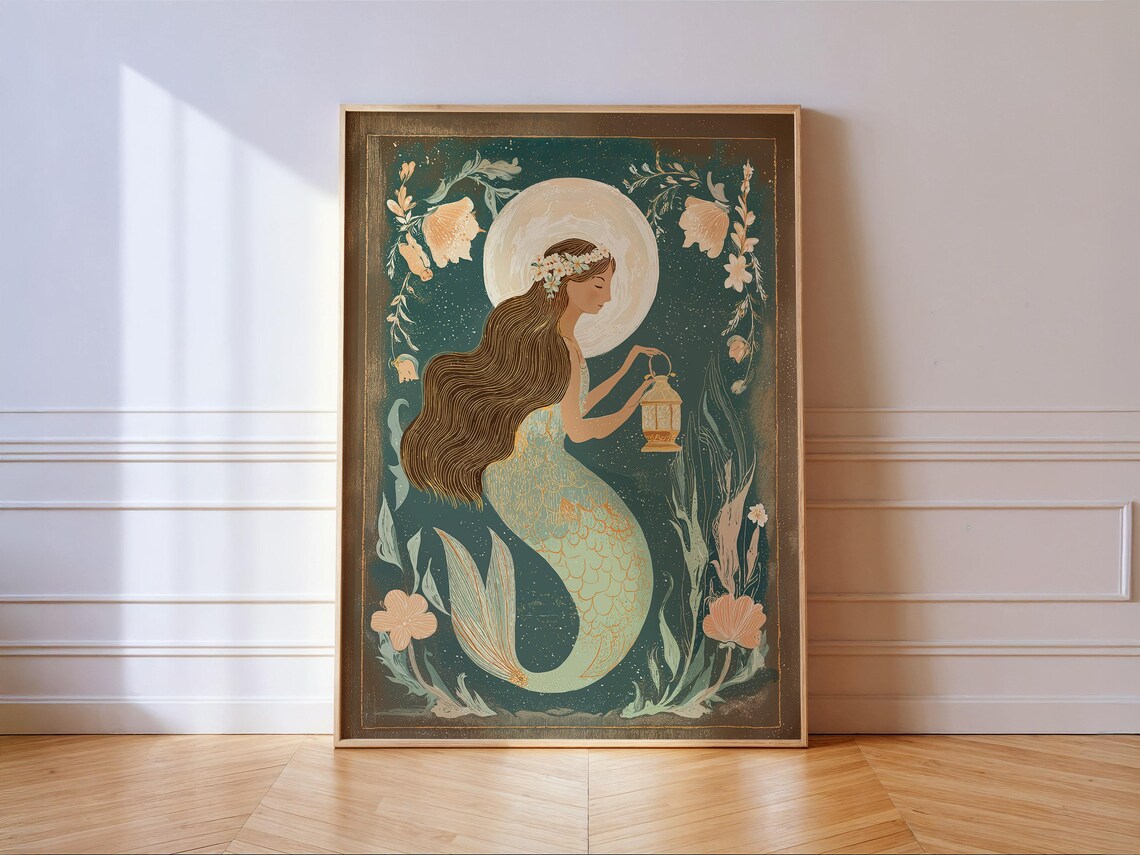 Whimsical Mermaid Lantern, Ethereal Fantasy Decor