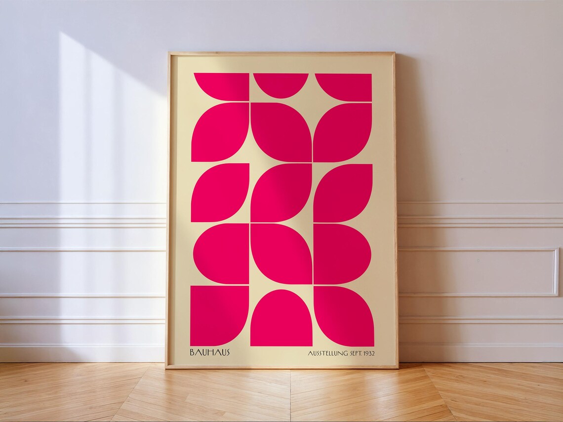Pink Bauhaus Floral Geometric Poster