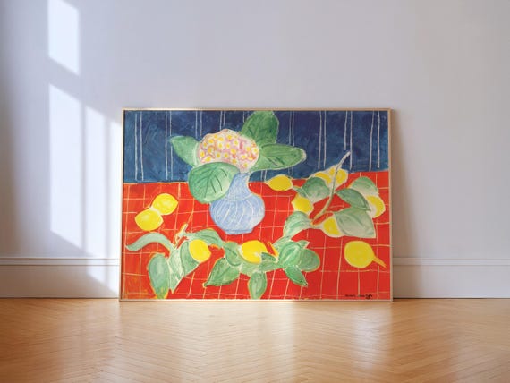 Henri Matisse Lemons Saxifrages, Midcentury Modern Still Life