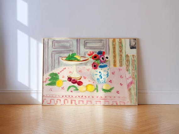 Henri Matisse Pink Tablecloth Kitchen Print Original Midcentury Modern Wall Art Still Life 1925