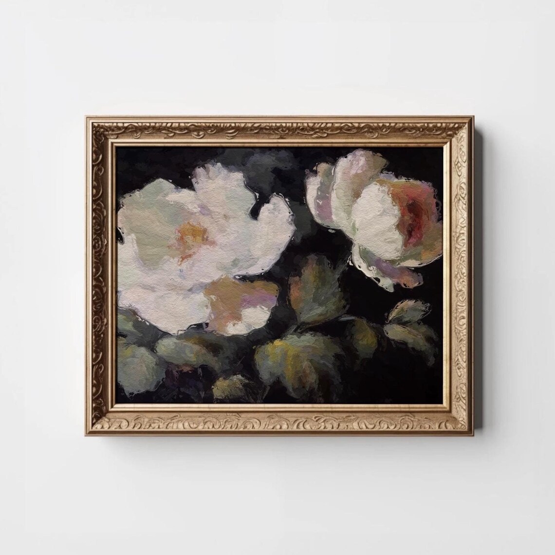 Peonies Abstract Botanical Art Print, Vintage Style
