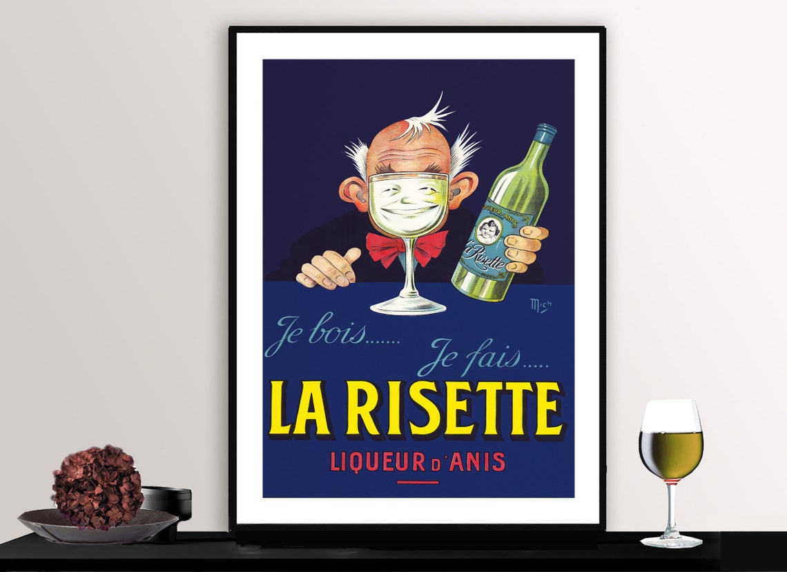 La Risette Liqueur dAnis Cartoon Drinker Mich Vintage Ad Poster