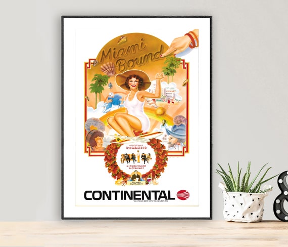 Miami Bound United States Vintage Travel Poster Poster Print Or Print Gift Idea Wall Decor