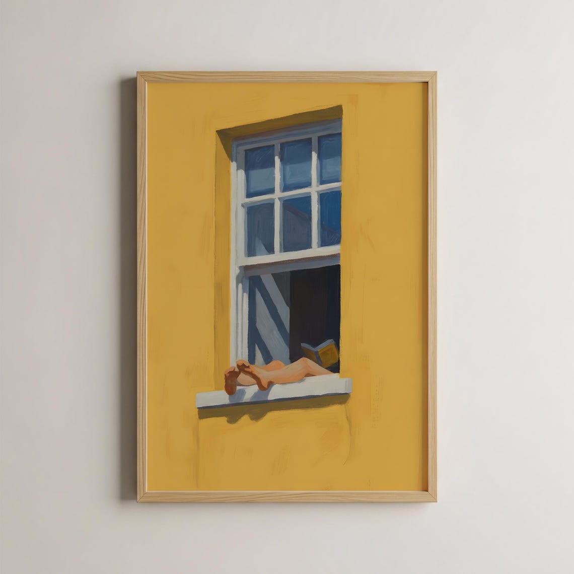 Woman Reading Print Sunny Yellow Window Botanical Art - Image 5