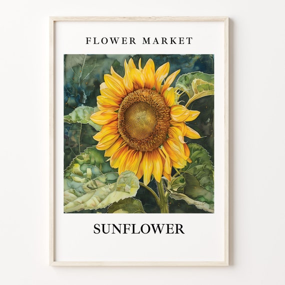 Sunflower Wall Art Pastel Floral Art Print