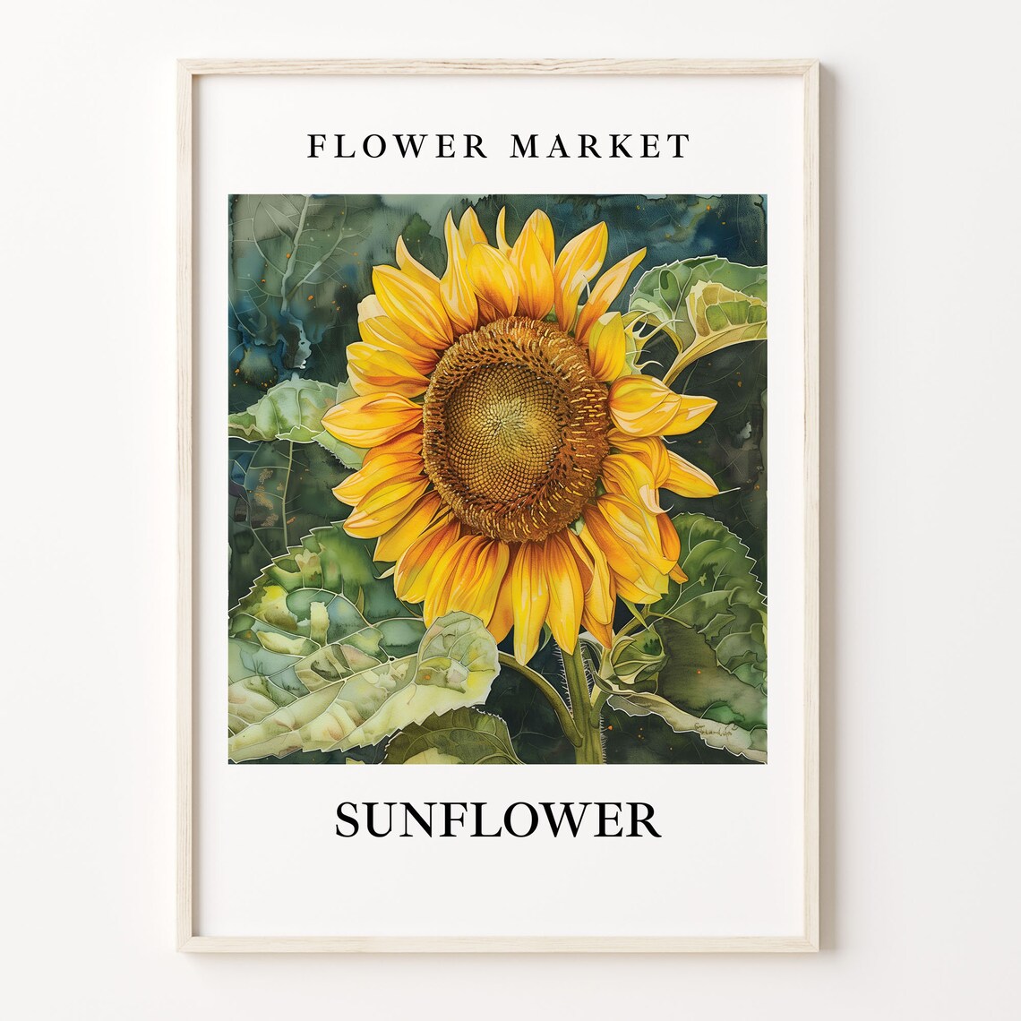 Sunflower Wall Art Pastel Floral Art Print