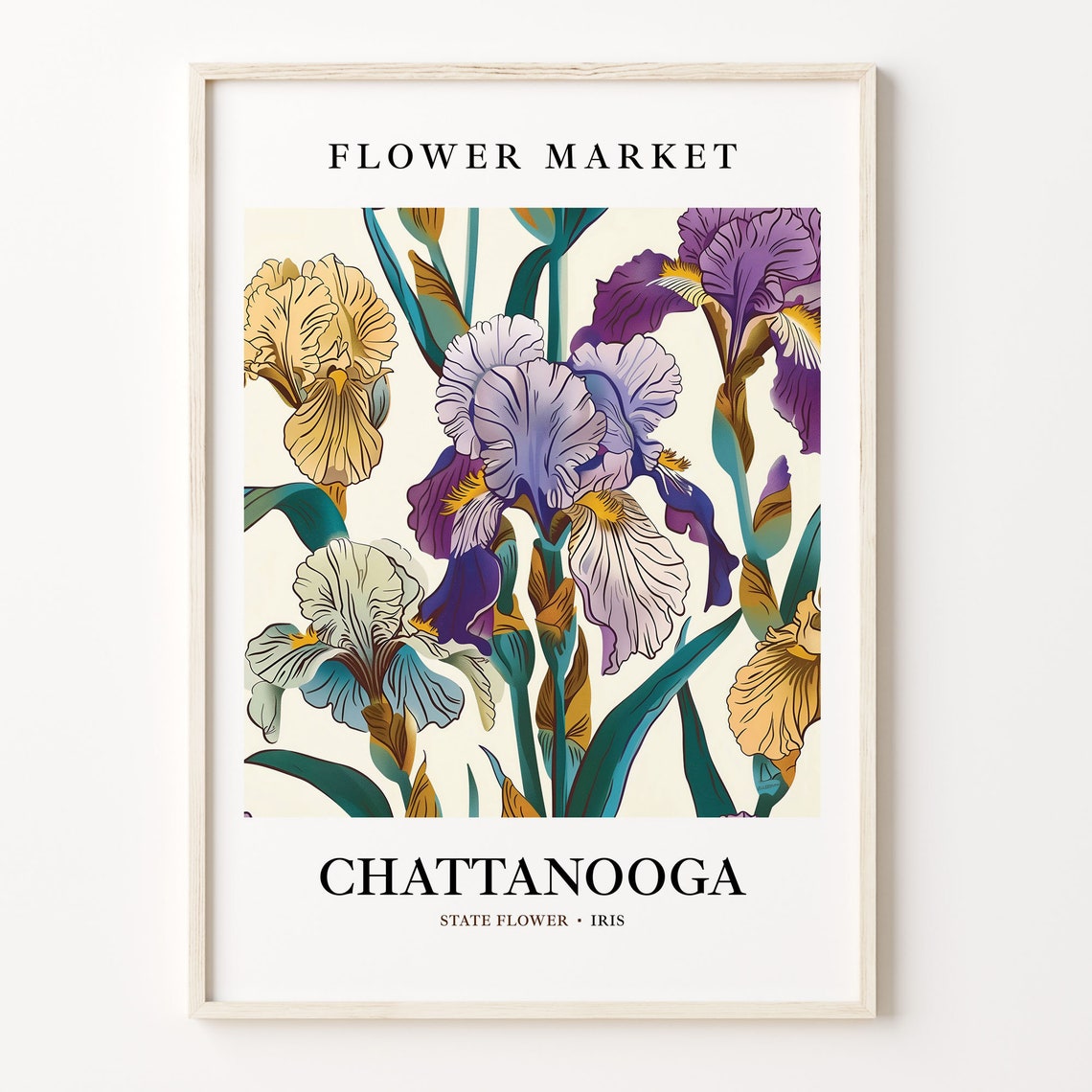 Chattanooga Iris Bouquet Colorful Botanical Flower Market Poster