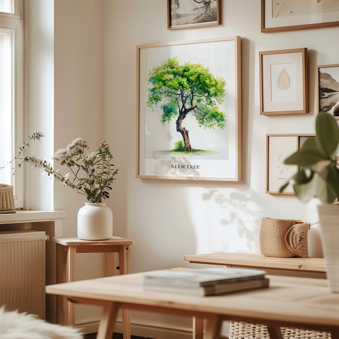 Neem Tree Watercolor Botanical Illustration Nature Art Poster - Image 2