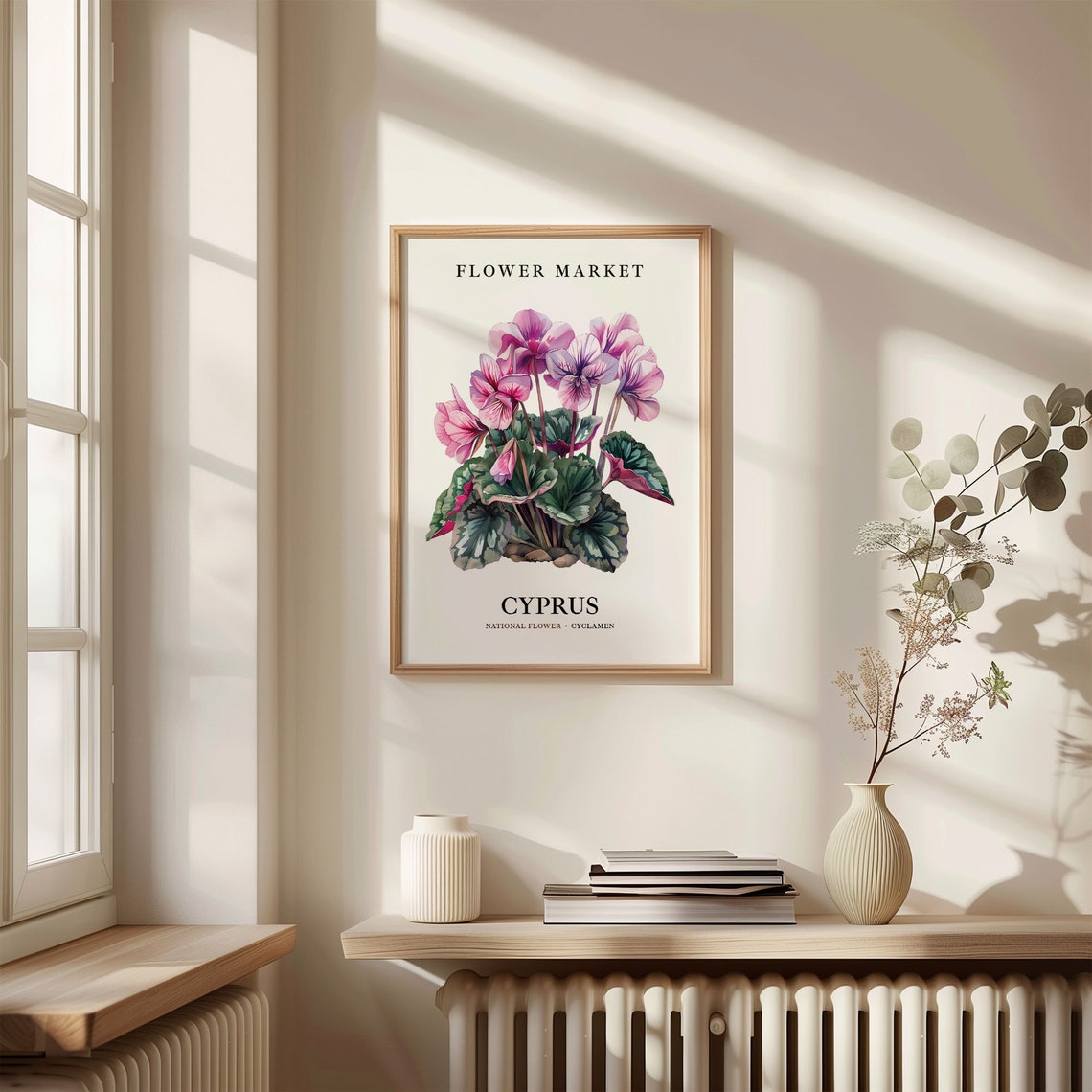 Cyprus Cyclamen Flower Market National Flower Botanical Poster - Image 3