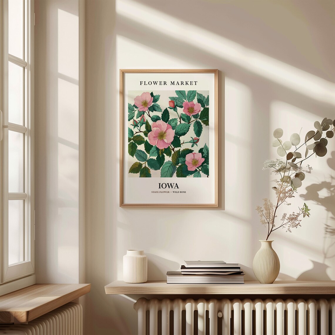 Iowa State Flower Art Print, Wild Rose Botanical - Image 3