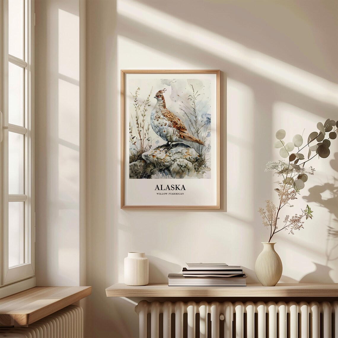 Arctic Alaska Willow Ptarmigan Watercolor Bird Illustration Poster - Image 3
