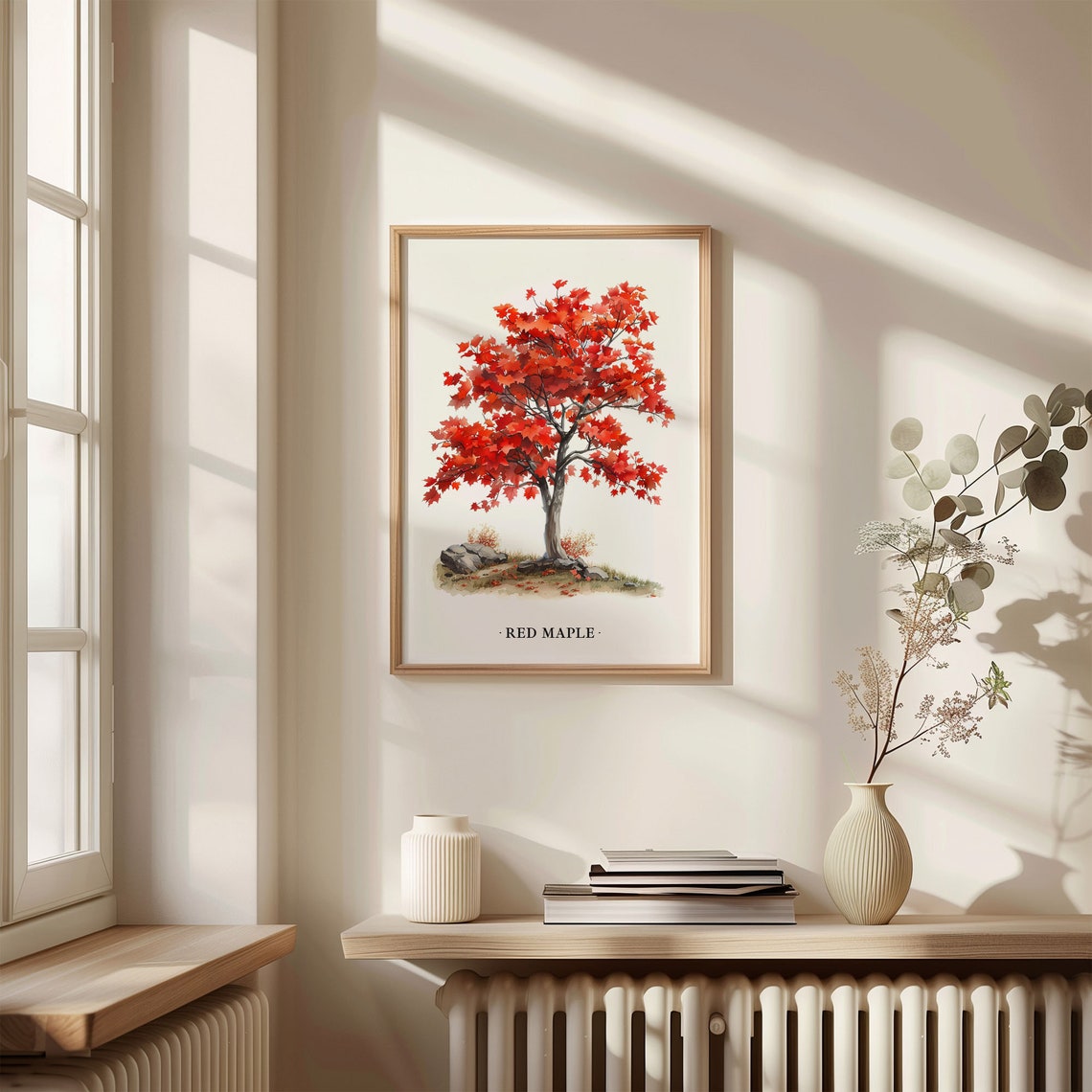 Red Maple Tree Watercolor Autumn Fall Foliage Wall Decor Poster - Image 3