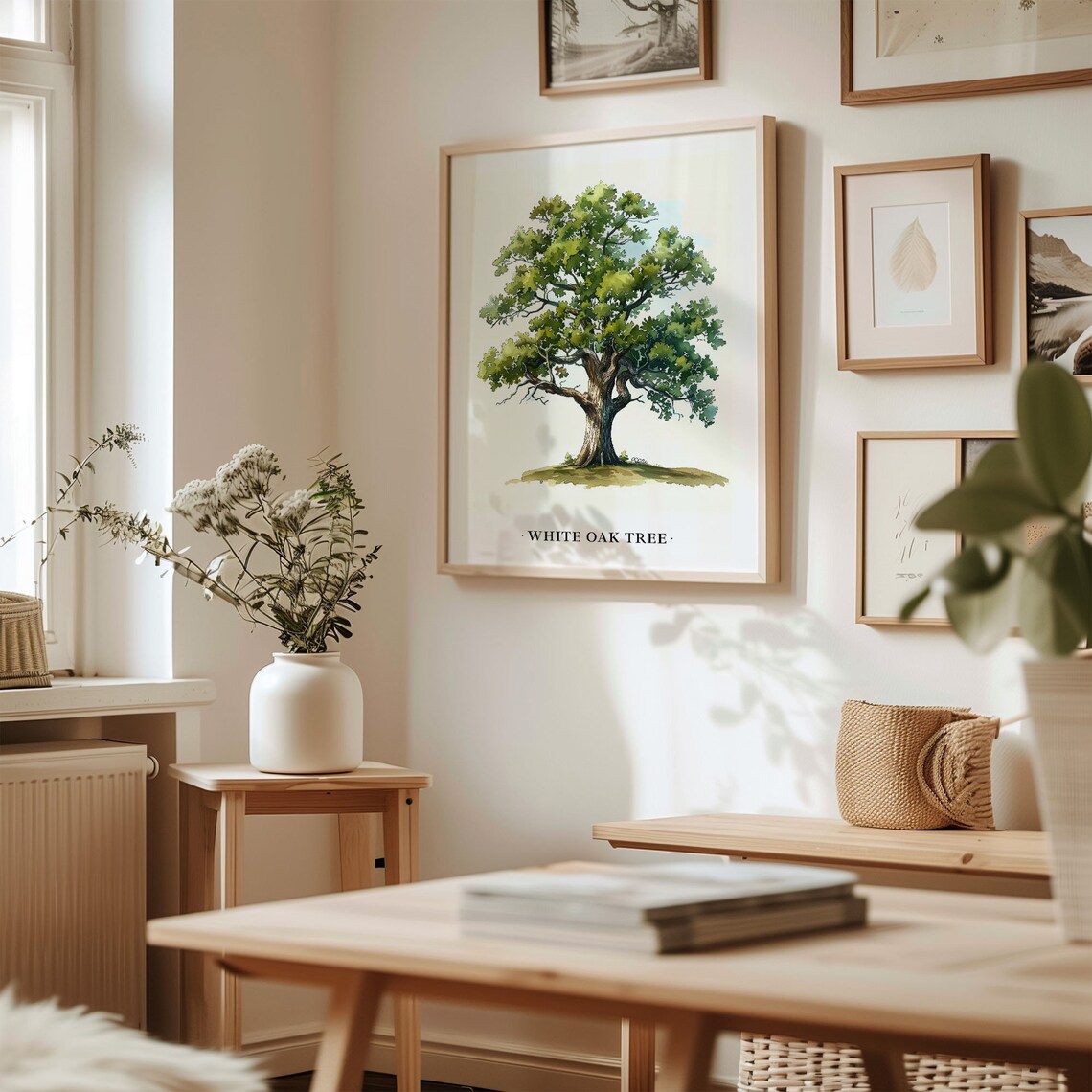 White Oak Tree Art Print, Rustic Botanical Decor - Image 2
