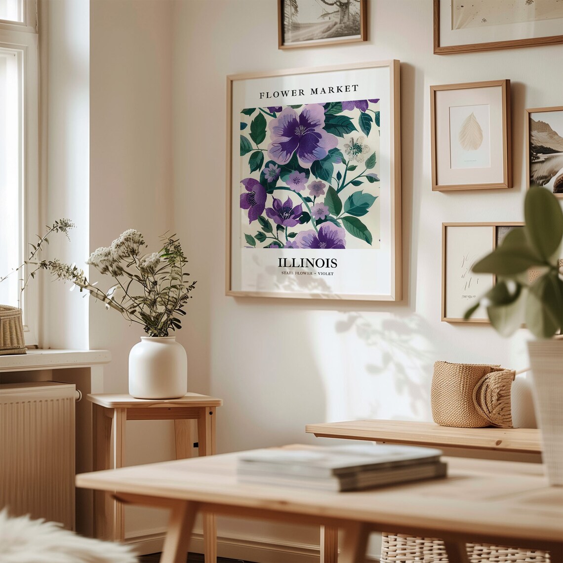 Illinois State Flower Vintage Violet Art Print - Image 2