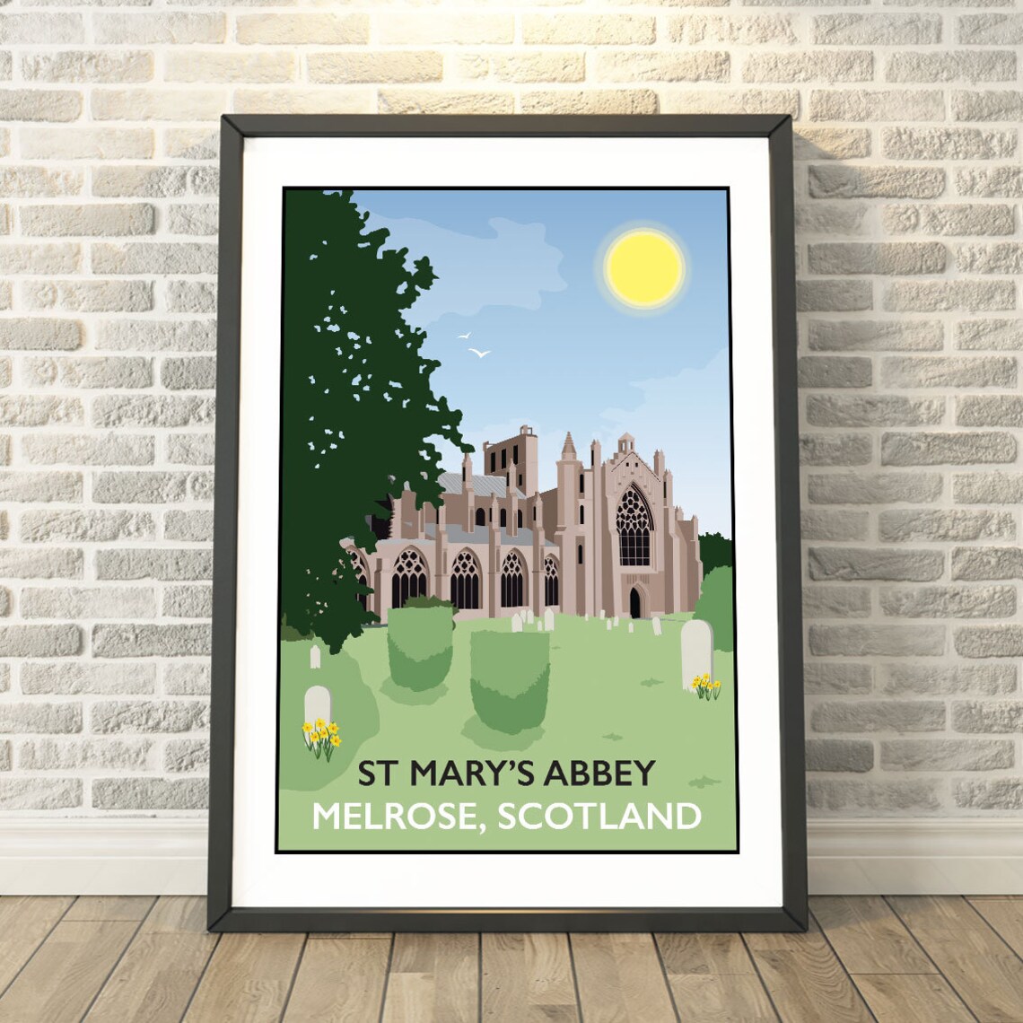 St Marys Abbey Melrose Scotland Travel Poster
