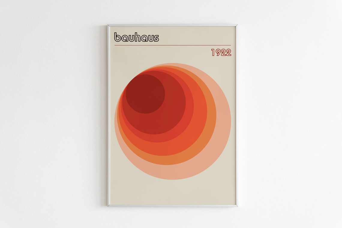 Bauhaus 1922 Concentric Circles Orange Minimalist Art Poster