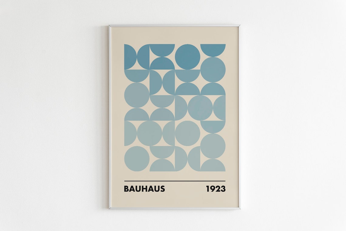 Bauhaus 1923 Blue Geometric Circles Mid Century Abstract Poster