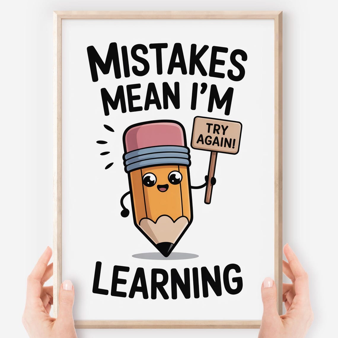 Mistakes Mean Im Learning Kawaii Pencil Classroom Poster Kids