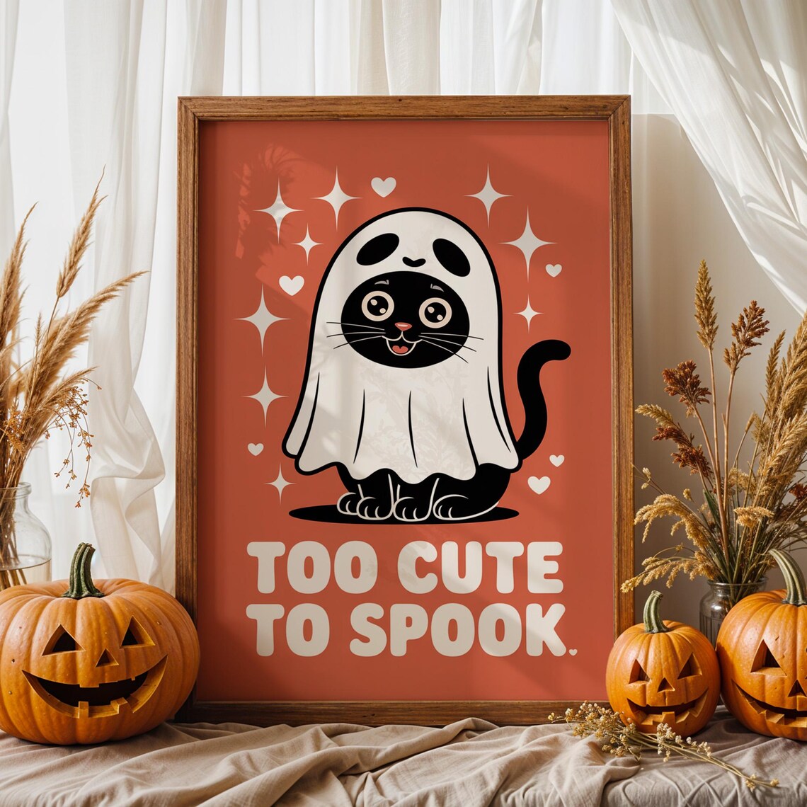 Cute Black Cat Ghost Costume Too Cute To Spook Halloween Poster