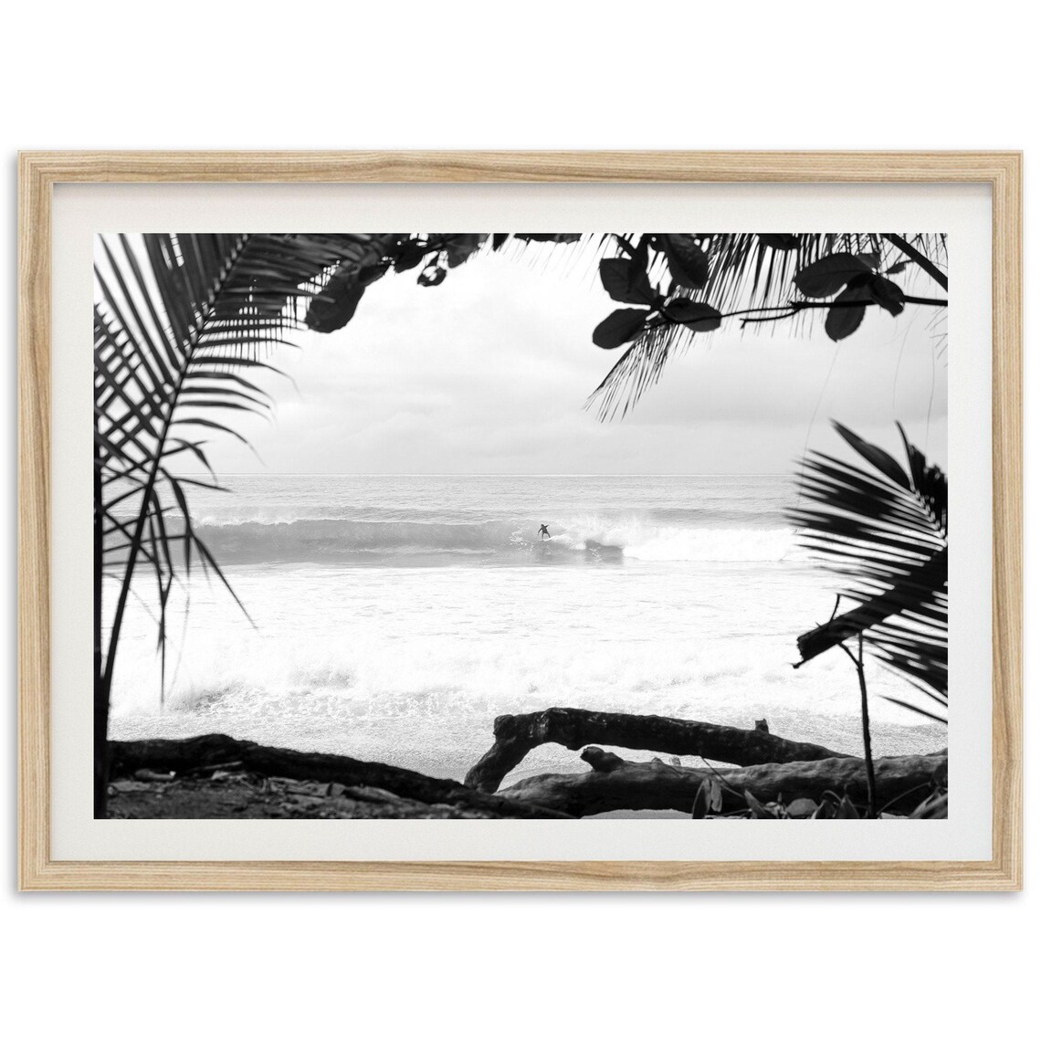 Black and White Costa Rica Surf Print, Coastal Wall Art