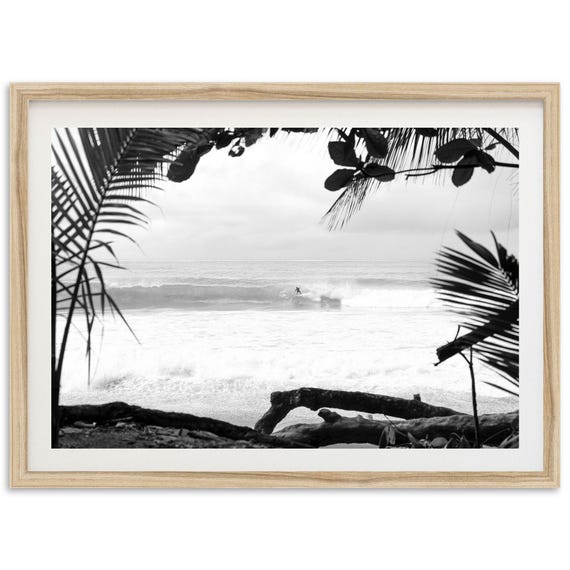 Black and White Costa Rica Surf Print, Coastal Wall Art