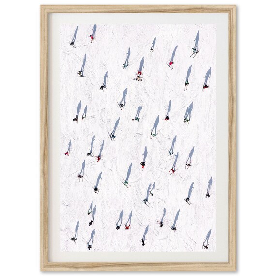 Framed Fine Art Mountain Ski Print Winter Cabin Snowboard Aerial Home Wall Decor