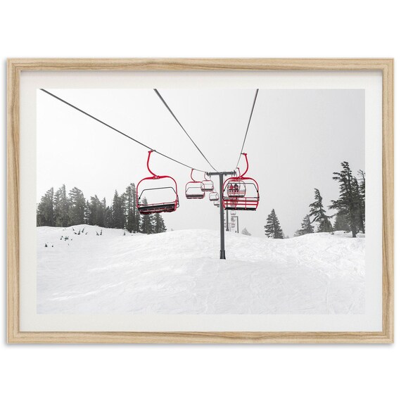 Mt Bachelor Ski Lift Art Print, Winter Landscape