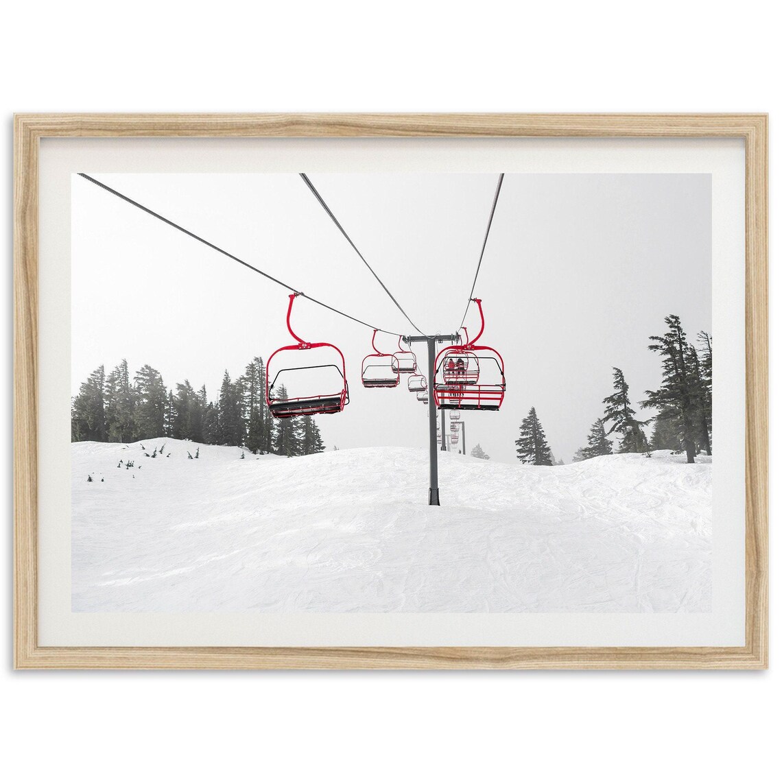 Mt Bachelor Ski Lift Art Print, Winter Landscape