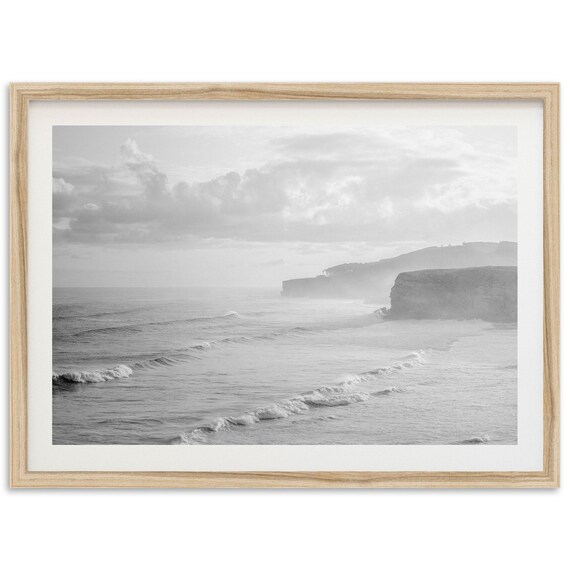 Fine Art Ocean Coast Print Black And White Minimalist Surf Beach Framed Photography Home Wall Decor