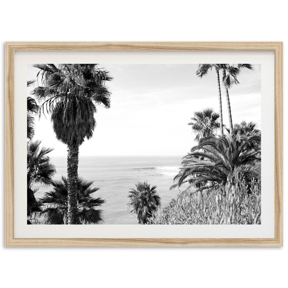 Swamis Beach Surf Photography Art Print, Black and White