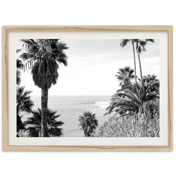 Swamis Beach Surf Photography Art Print, Black and White