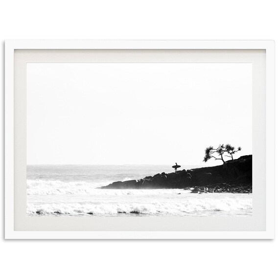 Fine Art Minimalist Surf Print Black And White Photography Ocean Wall Framed Beach Lifestyle Home Decor