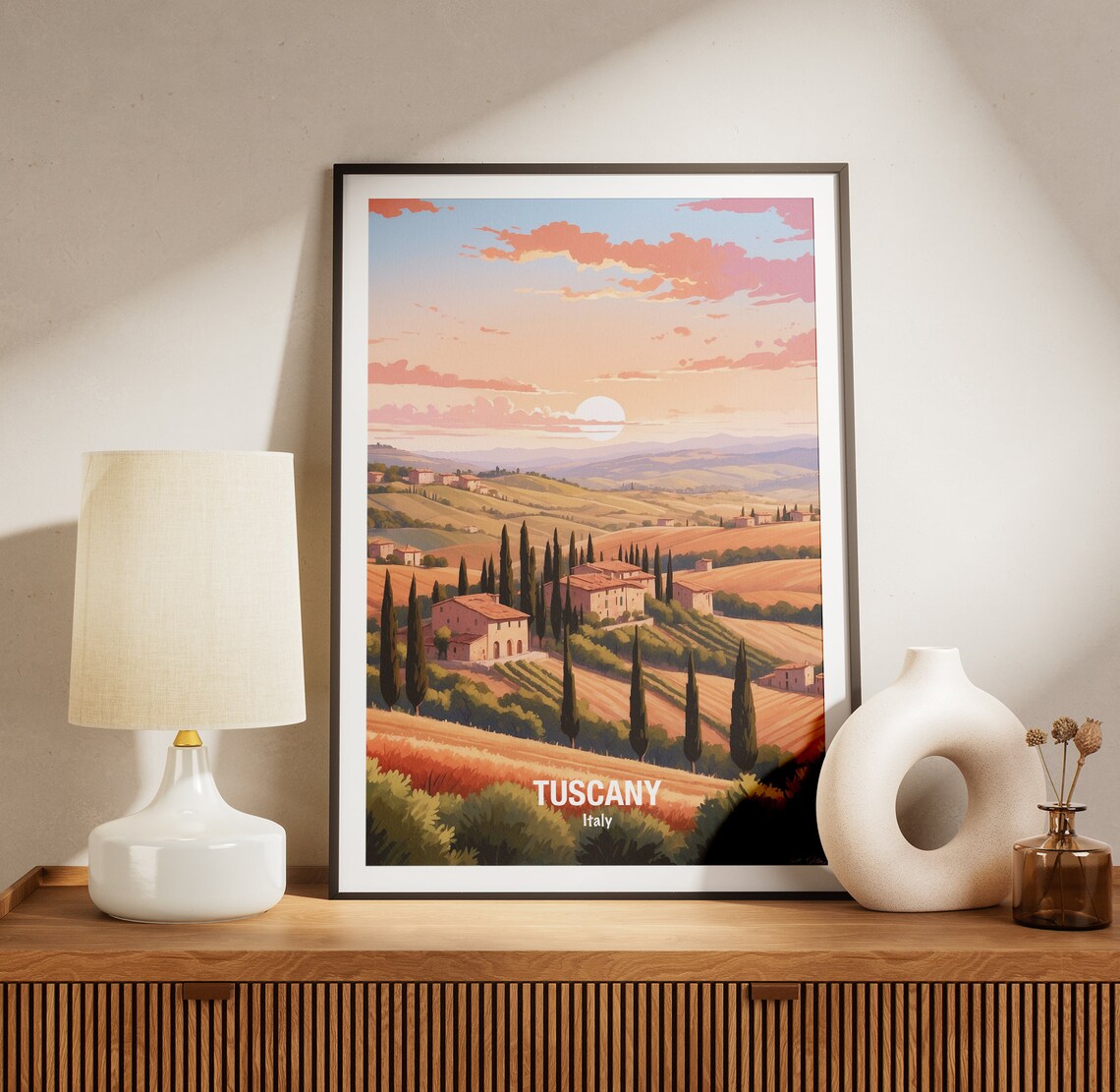 Tuscany Italy Rolling Hills Farmhouse Sunset View Countryside Poster - Image 3
