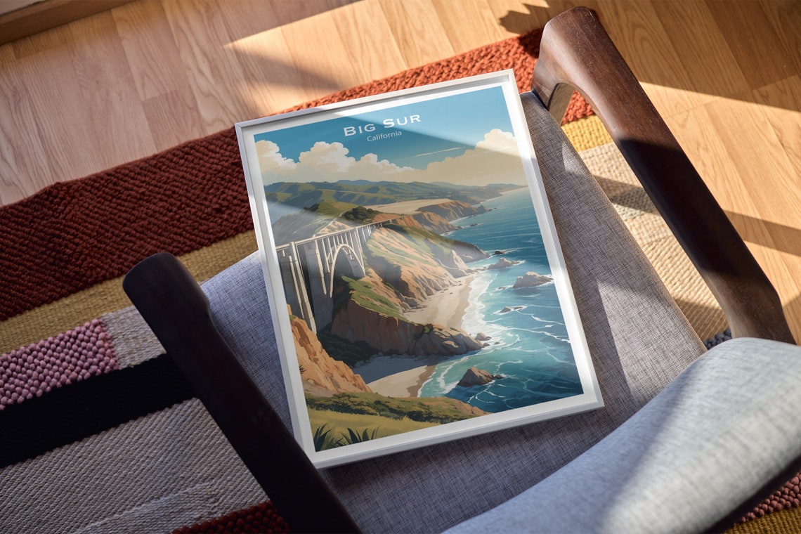 Big Sur California Bixby Creek Bridge Coastline View Cliff Poster - Image 3