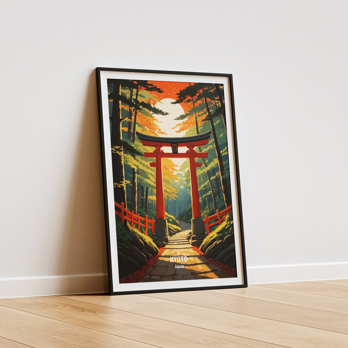 Kyoto Red Torii Gate Forest Shrine Japan Autumn Travel Poster - Image 5