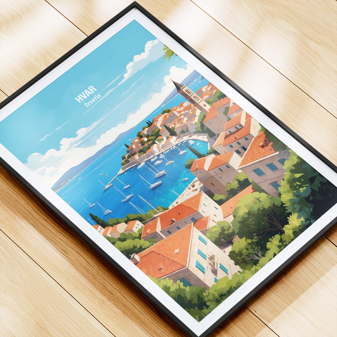 Hvar Island Old Town Harbor Croatia Adriatic Coast Travel Poster - Image 4