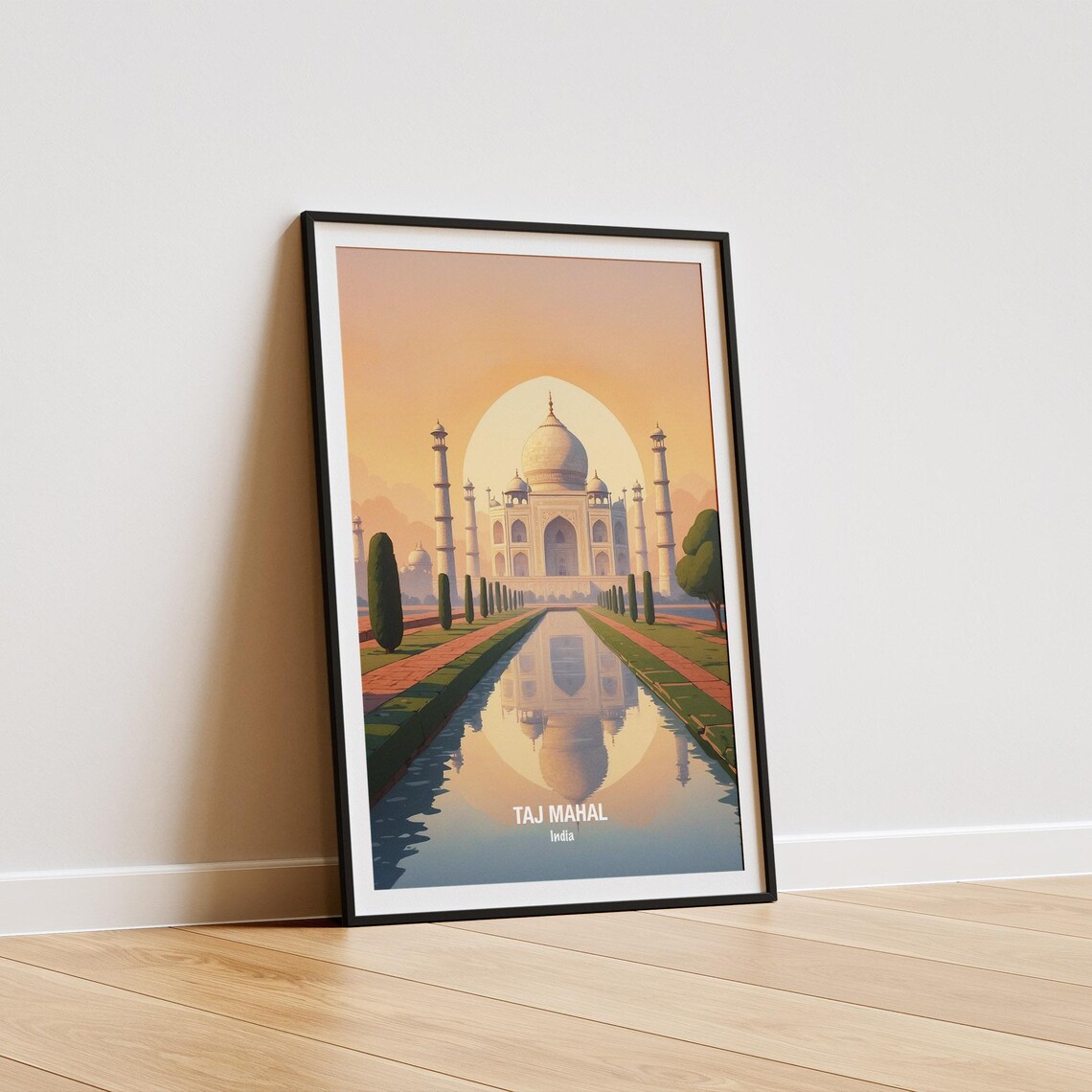 India Taj Mahal Sunrise Reflection Marble Monument Travel Poster - Image 5