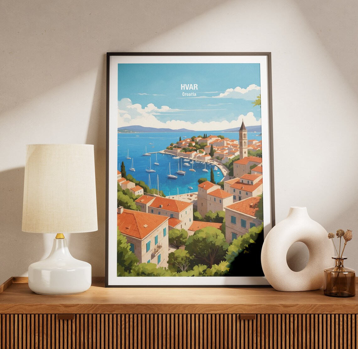 Hvar Island Old Town Harbor Croatia Adriatic Coast Travel Poster - Image 3