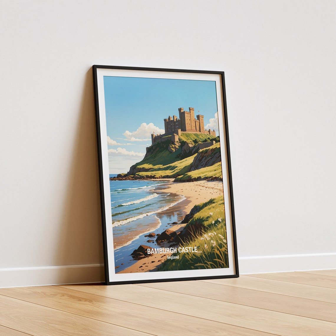 Bamburgh Castle Northumberland Beach Vintage Style Travel Poster - Image 5