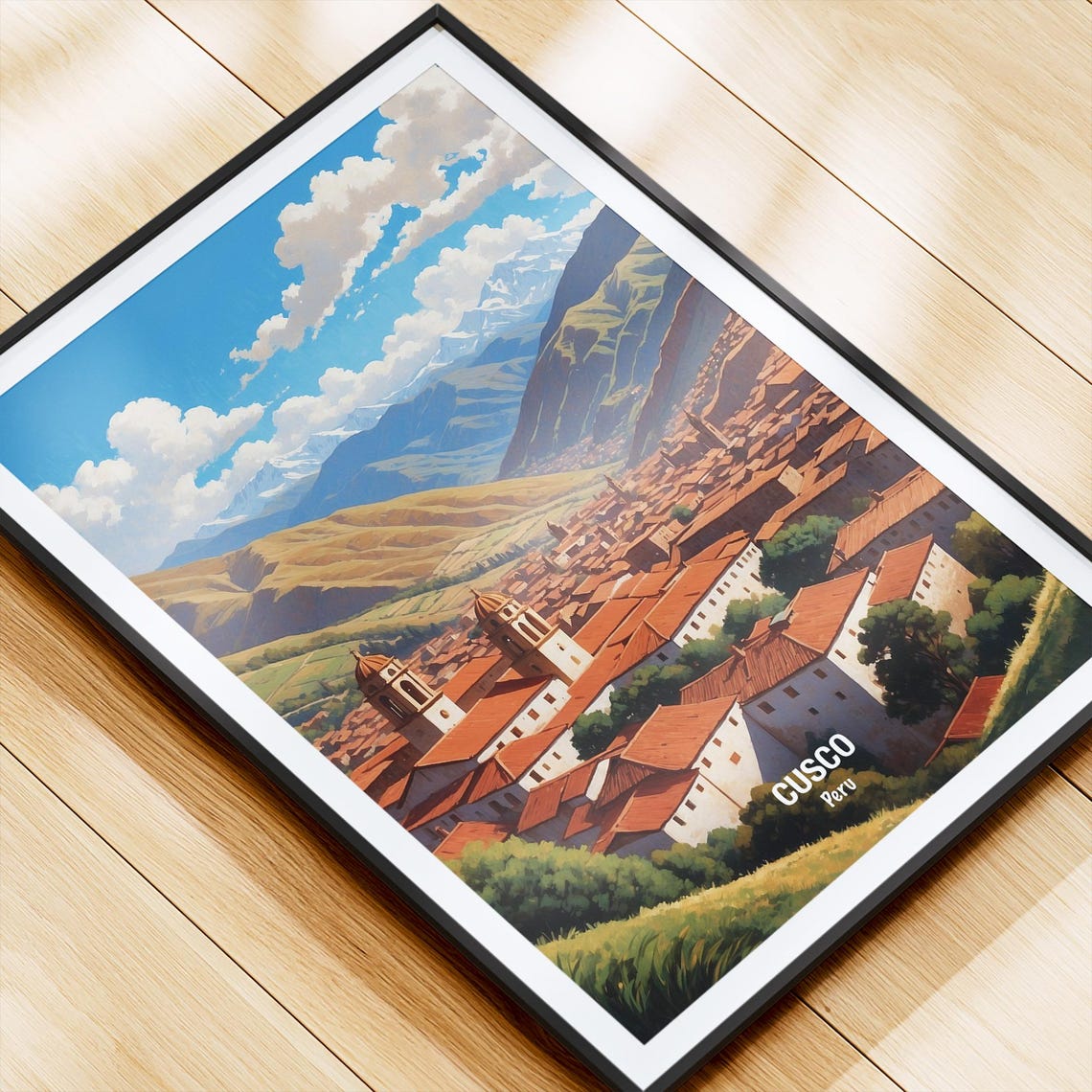 Cusco Peru Red Rooftop Old Town Beneath Tall Andean Peaks Poster - Image 4